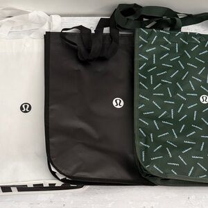 Lululemon Athletica Large Tote Trio in White, Black & Dark Green